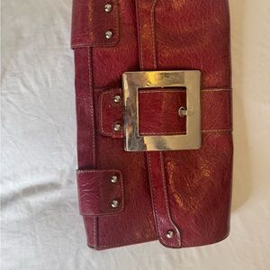 Aldo Burgundy Clutch with Metallic Buckle